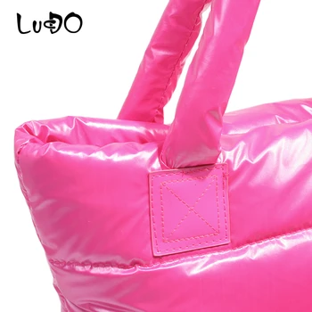 LUCDO модерна чанта дамски космическа възглавница памук перо надолу чанта 2019 нова зимна мека космическа памучен чанта Bolsa Feminina