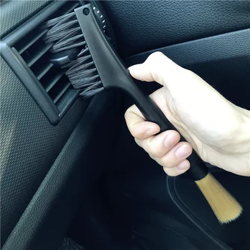 Lucullan Свалящ Се Двухголовочная Вътрешна Четка Car Vent Cleaning Brush Air-Condition Deep Dusting Brush For Detailer