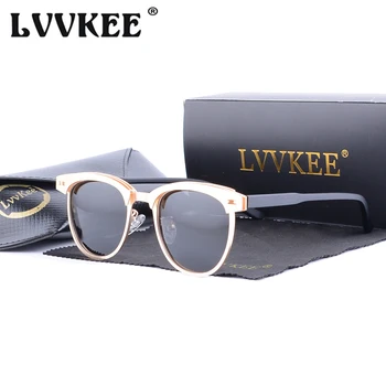 LVVKEE марка реколта унисекс поляризирани слънчеви очила Мъже, Жени шофиране слънчеви очила за мъже, дамски слънчеви очила Oculos de sol с футляром