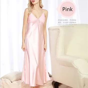 M-3XL 2018 Women Summer Секси Silk Nightgown Plus Size Long Lingerie Satin Night Dress Ropa De Dormir Mujer
