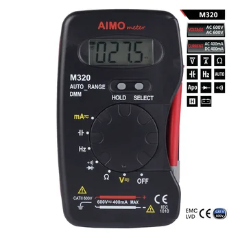 M108 AIMO M320 Mini Pocket Handheld LCD Digital Multimeter DMM Frequency Capacitance Measurement with Data Hold Auto Range