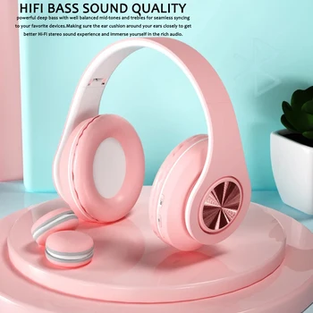 Macaron InPods Бум на преносими безжични Bluetooth 5.0 слушалки симпатично момиче слушалки розово HiFi стерео подкрепа на качеството на TF ca