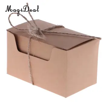 MagiDeal 50 бр Крафт изтъркан селски бонбони, подаръчни кутии с въже Тагове сватбени сувенири