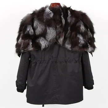 Maomaokong 2020 яке зимно яке дамско черно палто естествена Лисья кожа мода градинска облекло Коледно облекло
