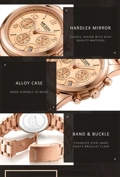 MEGIR жени, любовник на ръчен часовник са най-добрата марка на луксозни злато женски хронограф дата часовници-класически бизнес кварцов часовник подарък кутия 2057