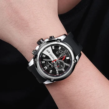 MEGIR луксозна марка, за да гледат мъжки Кварцов водоустойчив спортен часовник силиконов каучук военен хронограф мъжки часовници часовници Reloj Hombre