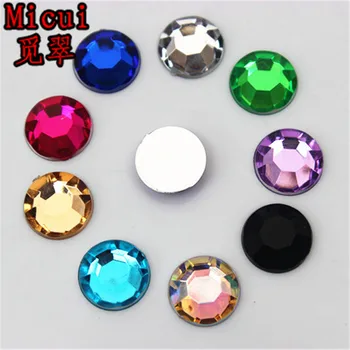 Micui 200 бр. 10 мм Mix цвят през цялата Flatback акрилни кристали, кристали, камъни, без поправки Strass мъниста за занаяти ZZ688