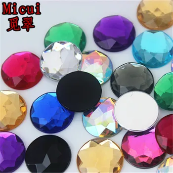 Micui 50шт 20 mm кръгла фаска акрилни кристали Flatback глина за скъпоценни камъни и кристали Crystal Камък дрехи облечи занаят ZZ751