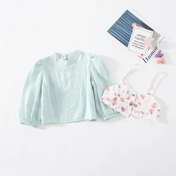 MILANCEL 2021 Пролет момичета дрехи мода момичета блуза плътна риза на цветя камизола 2 броя основни върхове