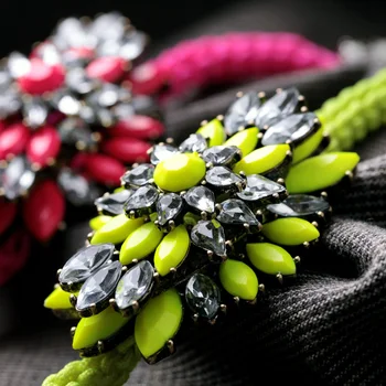Mimiyagu модерен ръчно изработени въже Кристал цвете гривна за жени партия бижута