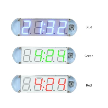Mini easy operation САМ 4-цифрена цифрова led комплект часа превключващ режим на показване на времето 12H/24H с прозрачен корпус