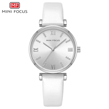 MINI FOCUS Brand Casual Women Fashion Watches White Ladies Dress Watches кожени кварцов часовник Relogio Feminino Ladies Clock