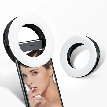 Mini LED Selfie Ring Light Phone Fill Лампа за iPhone Huawei смартфон Xiaomi Акумулаторна clip-on Ringlight за YouTube Tiktok
