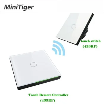 Minitiger EU Standard 1 Gang 2 Way 433mhz Remote Touch Switch and Wireless Stick Rmote Touch Switch