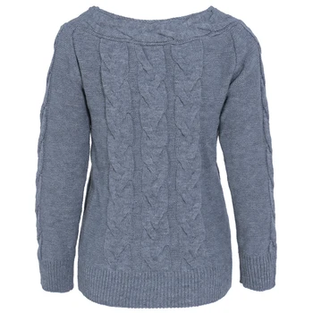 Missord 2021 есен и зима Секси Черта на врата, с дълъг ръкав на облегалката пуловери плътен цвят пуловер MQ19630