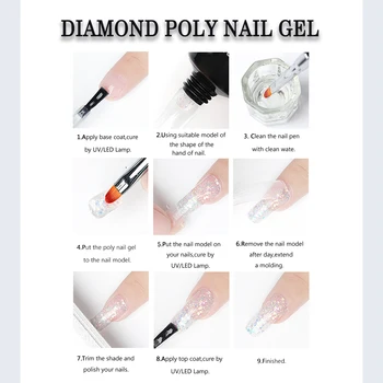 MIZHSE Поли Extensions Gel For Nails UV Diamond на Pink Sliver Sequins Gel For Пръсти Нокти Building Glitter Поли Nail Gel Polish