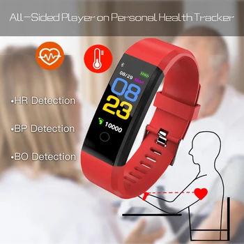 MNWT 5 цветен гривна умни часовници на Мъже, Жени монитор на сърдечната честота, кръвното налягане спорт фитнес интелигентни гривна за IOS и Android