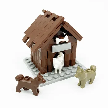 MOC City Киноложки съвместими градивните елементи на играчки за деца развиване на комплекти тухли три кученце плюс кост за Citys модел играчки