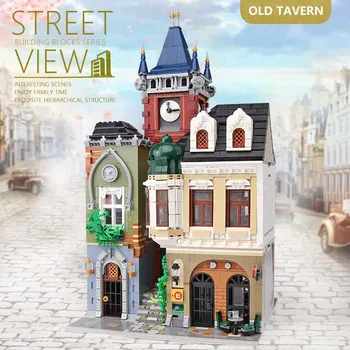 MOC Model Streetview 4030PCS brickstive Old Town Pub Building Blocks Bricks Комплекти Детски Играчки съвместими Коледен подарък