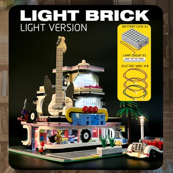 MOC Streetview Building Toys The Guitar House With Led Light Model Building Blocks Bricks 10264 Toys As Kids Christmas Gifts