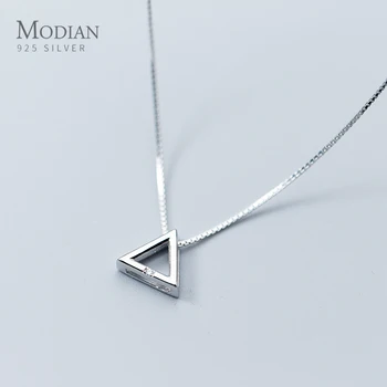Modian Fashion прост дизайн на геометрична триъгълник 925 сребро мини висулка колие за жени Японски стил изискани бижута