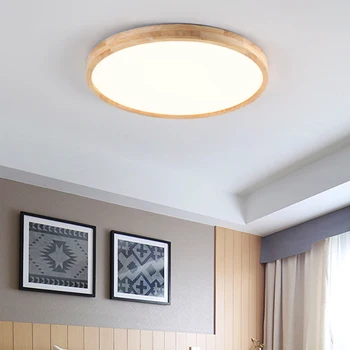 Modren ултра тънък дървен тавана лампа lamparas de techo led тавана лампа за хол спалня кухня лампа