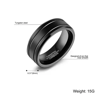 Modyle мода черен Волфрам пръстен за мъже Волфрам годежен пръстен бижута мъжка мода Голям пръстен