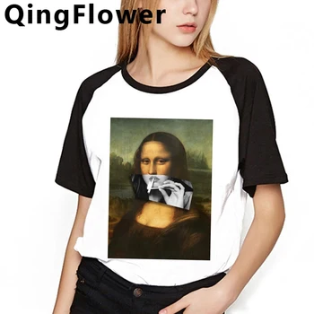 Mona Lisa Aesthetic Harajuku 90s T Shirt Women Ullzang Гръндж Funny Cartoon T-shirt Graphic Hip Hop Tshirt Cool Top Tees Female