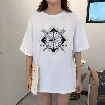 Moon printing new summer women ' s Harajuku fashion T-shirt casual О-образно деколте и свободни дамски тениски, потници