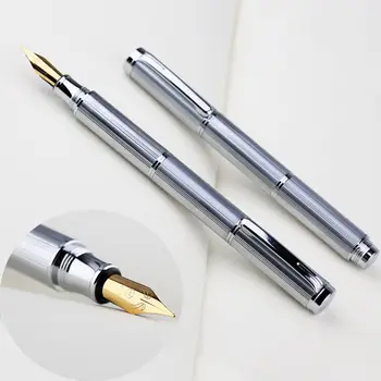Moonman Creative Three Sections Mini Stainless Steel Fountain Pen Metal Silver Short Ink Pen Iridium Fine Nib 0.5 mm Fashion Pen