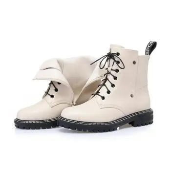 MORAZORA 2021 нови снегоходки от естествена кожа, дамски топли зимни вълнени ботуши дамски обувки дантела модни дебели кожени ботильоны