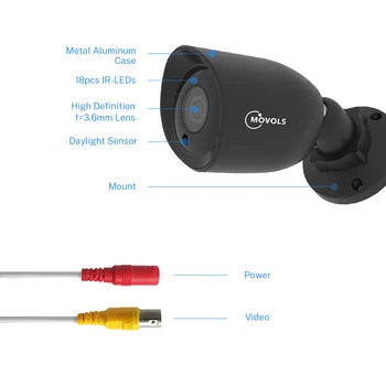MOVOLS 5MP HD Security Camera Outdoor/Indoor Night Vision AHD Metal Camera Sony Sensor Bullet Surveillance Camera