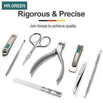 Mr. GREEN 8 in 1 Нокти Tools for Manicure Set Нокти Nipper/Clipper/Scissor/File/ Ear Cleaner пинсети педикюрный набор от неръждаема стомана