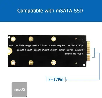 MSATA to A1398 A1425 2012 и началото на 2013 адаптер за MacBook Pro Retina SSD подмяна на Mini PCIe SATA SSD конвертор карта