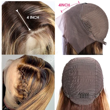 Mshere 4/27 Ombre Highlight Human Hair Перука Honey Brown Elena Color 13x4 Lace Front Wigs For Black Women Реми Дантела Frontal Перука