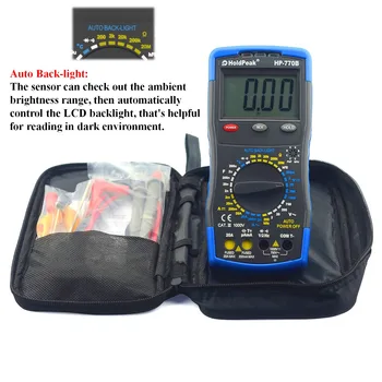 Multimetro HoldPeak HP-770B NCV Digital Multimeter Feature And Frequency/Dide/hFE Тест
