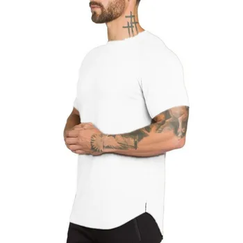 Muscleguys дълги Майк мъже, хип-хоп спортни зали тениска дълга цилиндрична форма тениска за мъже културизъм и фитнес върховете тениска