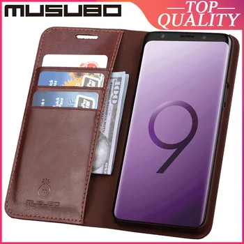 Musubo Калъф От Естествена Кожа За Samsung Galaxy S9 + S9 Plus Note 9 Note 7 Funda Luxury Cover Cases Флип Слот За Карти Портфейла Корпус