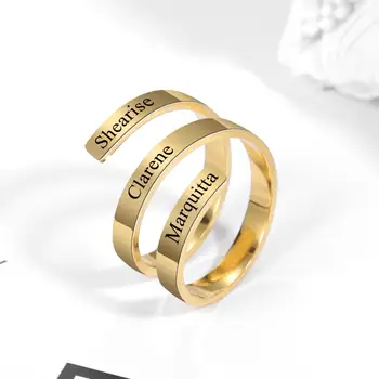 MYDIY персонализирани трислойно пръстен, Пръстен от неръждаема стомана выгравированное името на бижута за жени, мъже няма да изчезнат висококачествени приказно подаръци