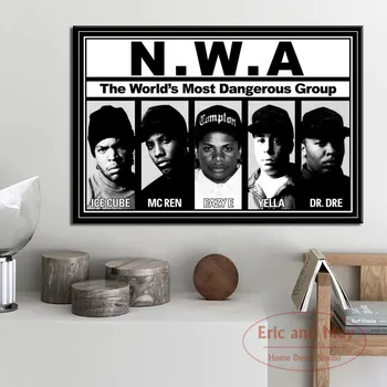 N. W. A Hip Hop Ice Cube Dr. dre Eazy-e платно Живопис плакати и щампи музика рап звездата на стенно изкуство, живопис и декоративна начало декор