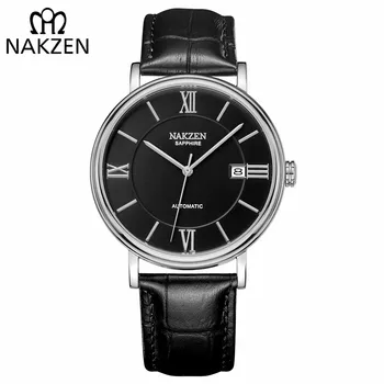 NAKZEN мъжки бизнес автоматични механични часовници марка за луксозни кожени мъжки часовник мъжки часовник Relogio Masculino Miyota 9015