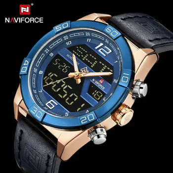NAVIFORCE Military Watch Мъжки спортни часовници 2020 Luxury Top Brand богат на функции цифров часовник Кварцов Dual Time Waterproof 9128