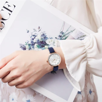 NAVIFORCE Жените гледат мода кварцов Дама Кожена каишка за часовник дата на седмица ежедневни водоустойчив часовник подарък за момичета 2019 нов син