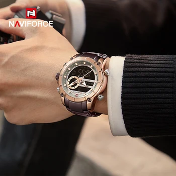NAVIFORCE мъжки часовник луксозни бизнес часовници военни спортни цифров хронограф кварцов ръчен часовник водоустойчив Мъжки аналогов часовник