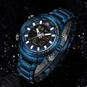 NAVIFORCE нов Луксозен мъжки Хроно спортни часовници марка военен водоустойчив EL осветяване цифров часовник мъжки часовник, хронометър