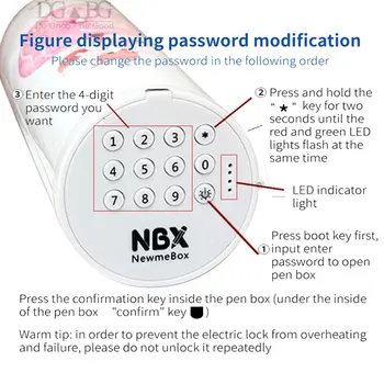 NBX парола брава молив случай сбрасываемый бутон за заключване мултифункционален държач за писалка ученически пособия грим скоростна момче Решетки