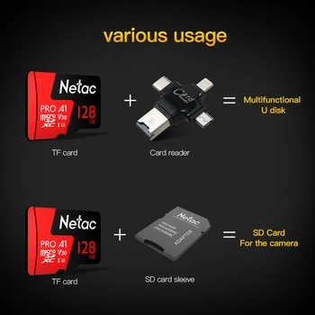 Netac 64GB 128GB Pro TF Card Memory Card Data Storage V30/UHS-I U3 High Speed Up to 98MB/s, TF / Micro SD card карта памет
