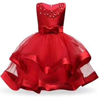 New girl sleeveless pearl high-grade princess dress Flower girl dress Party dresses vestidos de fiesta de noche 3-10