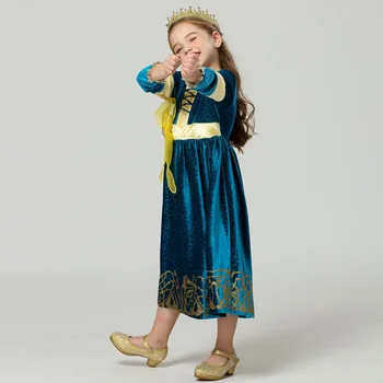 New Merida Girls Merida Princess Dress Long Sleeve Costume Коледа Cosplay Clothes Party Cosplay Fancy Kids Dresses For Girls