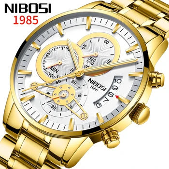 NIBOSI нова мода мъжки часовници най-добрата марка на луксозни от неръждаема стомана водоустойчив спортен хронограф кварцов часовник мъжки Relogio Masculino